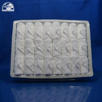 White disposable refreshing airline towel