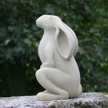 hot sale small animal statue hand carved white stone rabbit sculpture