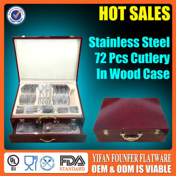 72pcs luxury wooden box dishware