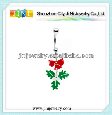 mistletoe belly button ring