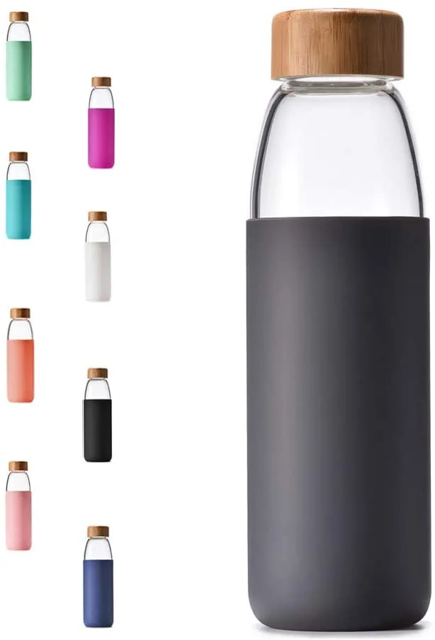 Factory Customization Hot Sale High Quality Heat-Resistant Bamboo Lid Glass Water Bottle