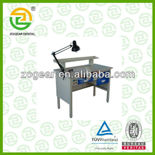 dental lab desk with lamp