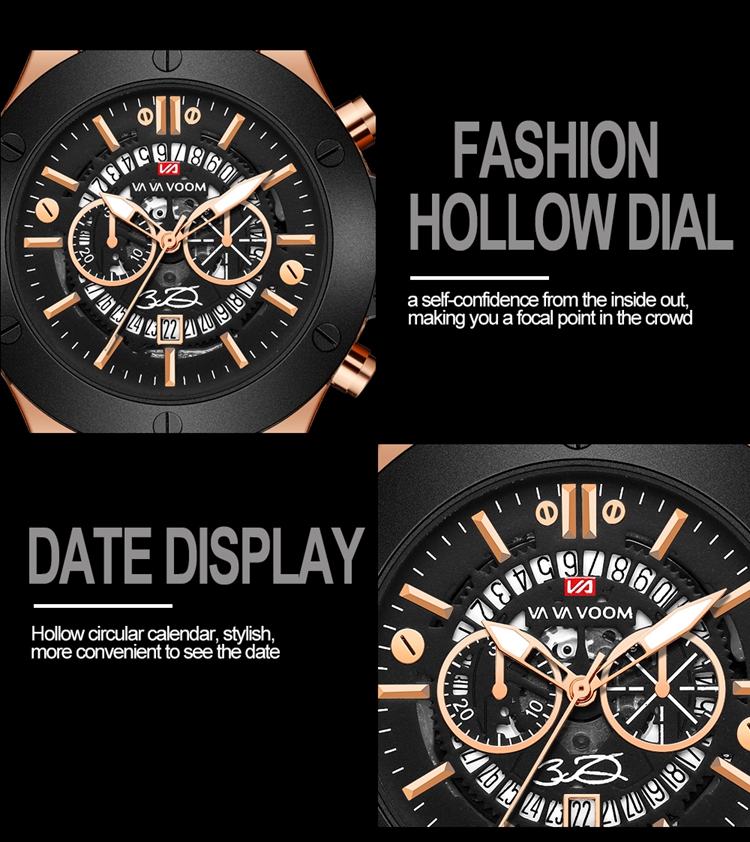 High Quality VA VA VOOM VA-215 Man Quartz Newest Watch Stylish Calendar Waterproof Sports Watch