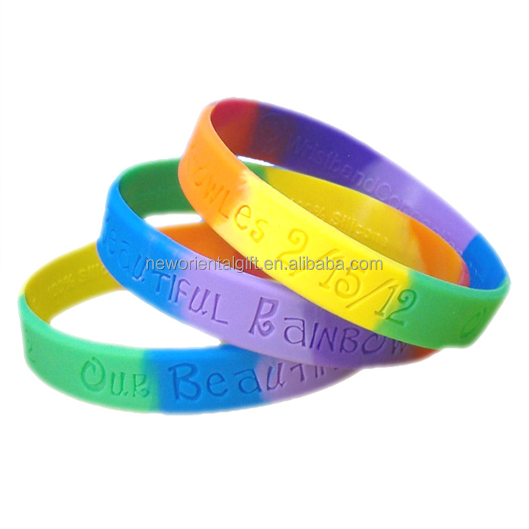 Segmented colors silicone wristbands