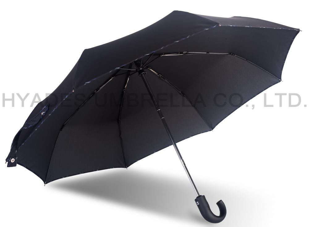 Black Mens Folding Umbrella Windproof Hook Handle