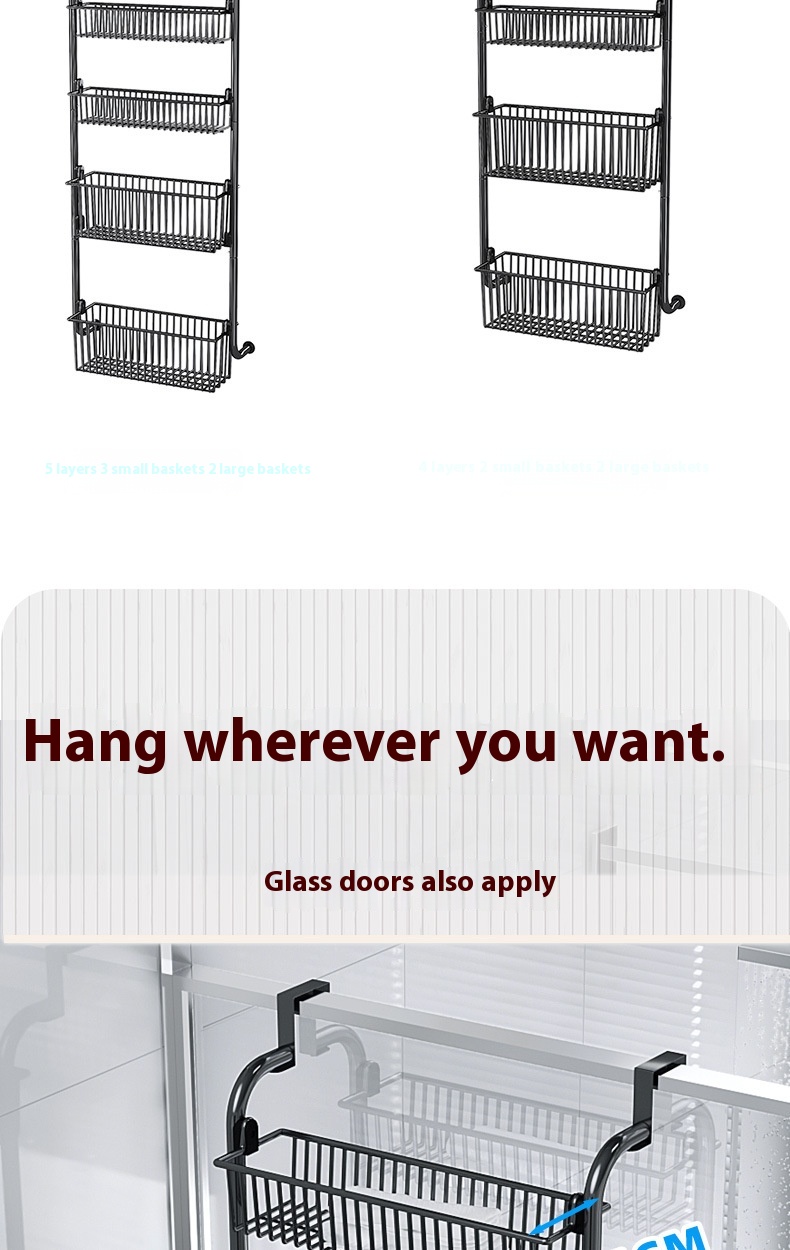 رف تعليق خلفي متعدد الطبقات بدون حفر Multi-Layer No-Drill Door Back Hanging Rack