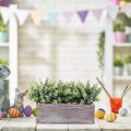 Faux Eucalyptus Plants in Rectangular Wood Planter Box