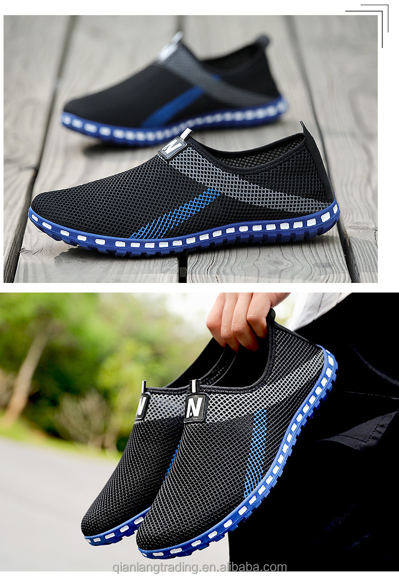 Walking Shoes Summer breathable mesh shoes for men, lazy shoes, soft sole casual slip-on shoes top quality