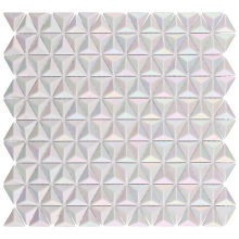 Metallic glass tile backsplash