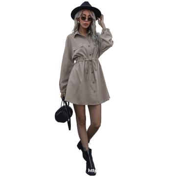 2021 High Waist Long Sleeve Mid Length Cardigan Temperament Girl's Dresses Female
