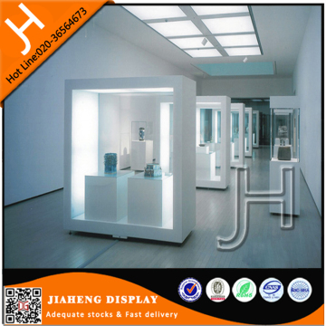 LED Lighted glass museum curio display cabinet furniture