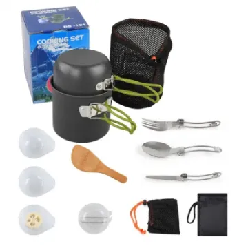 Outdoor Portable Aluminum Camping Pot Cookware Set Tableware Set