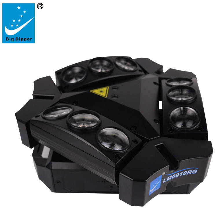 moving head light Big Dipper Betopper Seven Stars LM0910RG 9X10W RGBW 4in1 LED Moving Spider Light with RG Grating Laser Effects