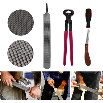 Horse Farrier Hoof Nipper Trim Shoeing File Rasp Handle Hoof Cutter Tool Horse Care Accessory 4PCS