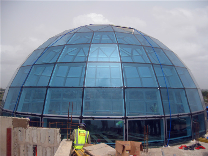 Different types steel space frame structure long span prefab glass dome building