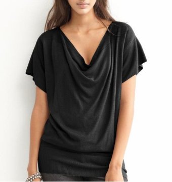 womens 100 cotton sweater summer knitwear cowlneck tunic 14gg sweater SWT-L11110