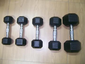 Black Rubber Hex Dumbbells