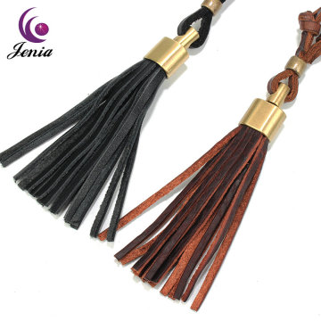 Jenia Best Hot Selling Tassels Genuine Leather Necklace Long