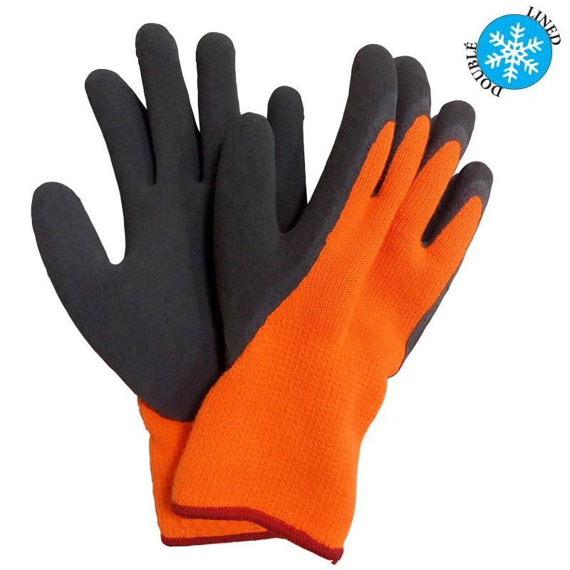 10 Gauge Acrylic Shell Napping Liner Black Latex Foam Coated Winter Gloves