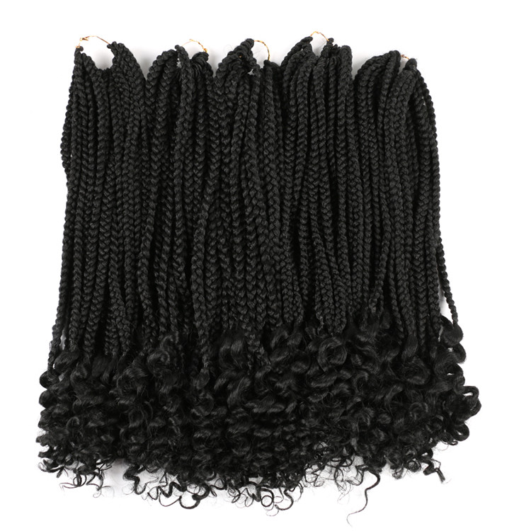 Factory Wholesale Box Braids Crochet Twist Hair Braids with Curly Ends Synthetic Goddess Faux Locs Braids