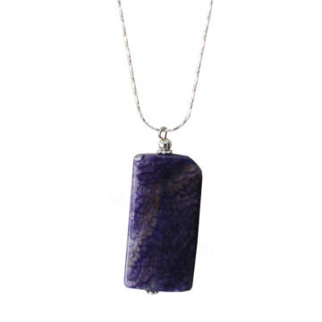 Natural Gemstone Agate Necklace with Silver Chain