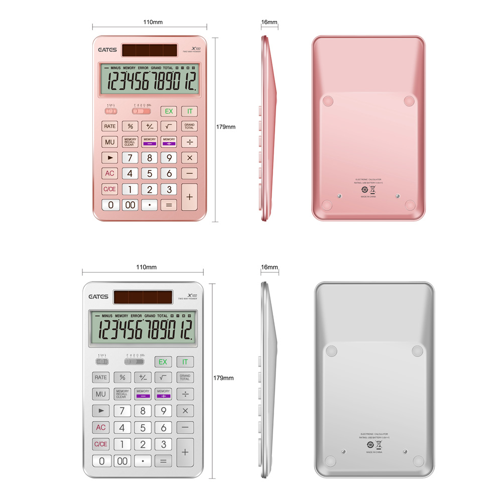 New Design 12 Digits Laser Engraving OEM LOGO Aluminum Calculator Gift Calculator