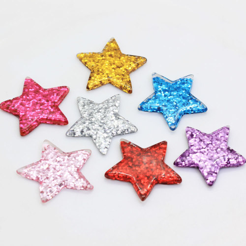 36MM Hars Bling Glitter Ster Hart Cabochons Plaksteen Hars Ster Hart Magische Cabochons Glitter Ster Hart Bevindingen