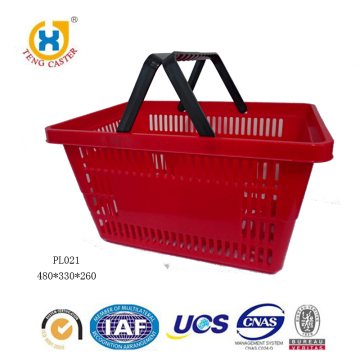 Convenient Black Handle Plastic Shopping Basket Of Supermarket Use