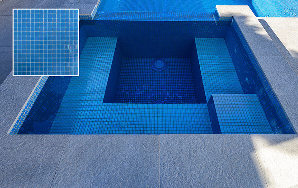 Blue Color Glass Mosaic Iridescent Swimming Pool Tile