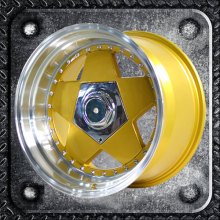 Alloy wheels with rivets and two step lips big caps