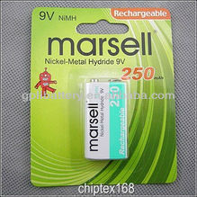 Ni-MH 9V rechargable battery 250mAhn