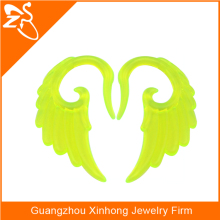 Transparent green angel wing ear taper piercing,ear expander ear piercing,piercing body jewelry