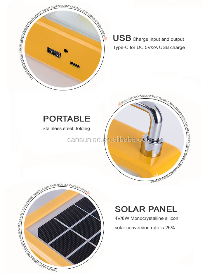 Die casting aluminum shell Charge mobile phone with multifunction cable rechargeable solar led portable light