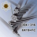 6x19 + FC DIA1.5mm tot 28 mm roestvrijstalen touw