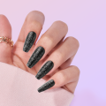 Matte Black False Nails Visible Trails of spiral