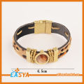 Moda vendita calda Wristwear leopardo stampa orologio d'oro placcato a forma ampie bracciali