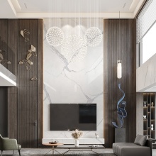 White Glossy Sintered Stone Large Slab Imitating Natural Marble Patterns