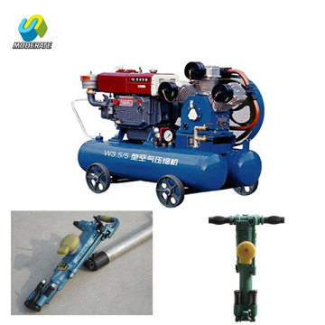 Mining Piston Air Compressor with Jack Hammer