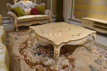 Oval shape neoclassical wood tree trunk cocktail table