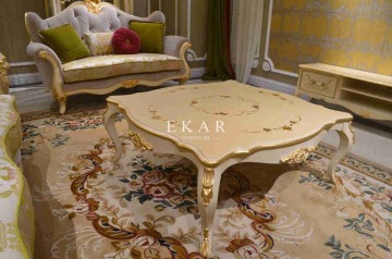 Oval shape neoclassical wood tree trunk cocktail table