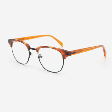 Round Acetate And Metal Combined Unisex Optical Frames 23A3069