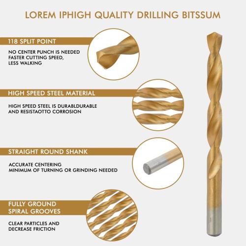 Titanium 99pcs Twist Drill Bits για μεταλλικό ξύλο