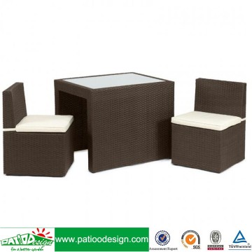 3pcs garden synthetic poly rattan patio chaise brown cube dining set