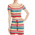 Rainbow Stripes crop top en rok set voor dames