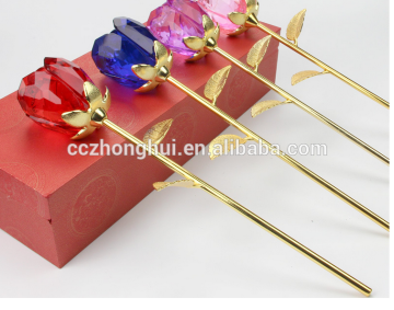 Glass flowers and crystal many color rose flowers for Saint Valentine's Day