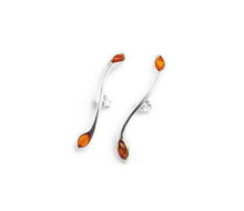 Music character sterling silver stud earring with amber decorated