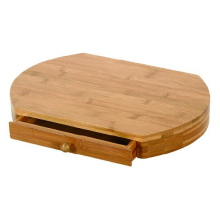 Food safe bamboo bread cutting board with drawer