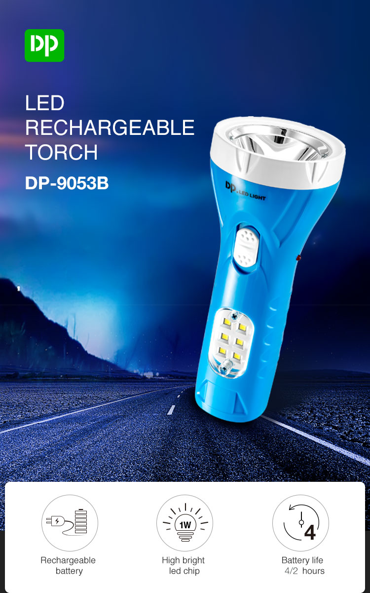 1-detail-Rechargeable LED Flashlight Torch with Side Light and Built-in Charger-9053B 1-detail-Rechargeable LED Flashlight Torch with Side Light and Built-in Charger-9053B