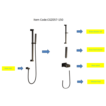 Gun Metal Shower Rail Set