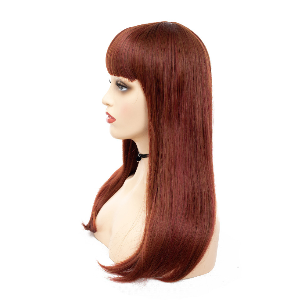 Hot sell synthetic long wig  women's long straight hair curtain head cover cheap hair wig